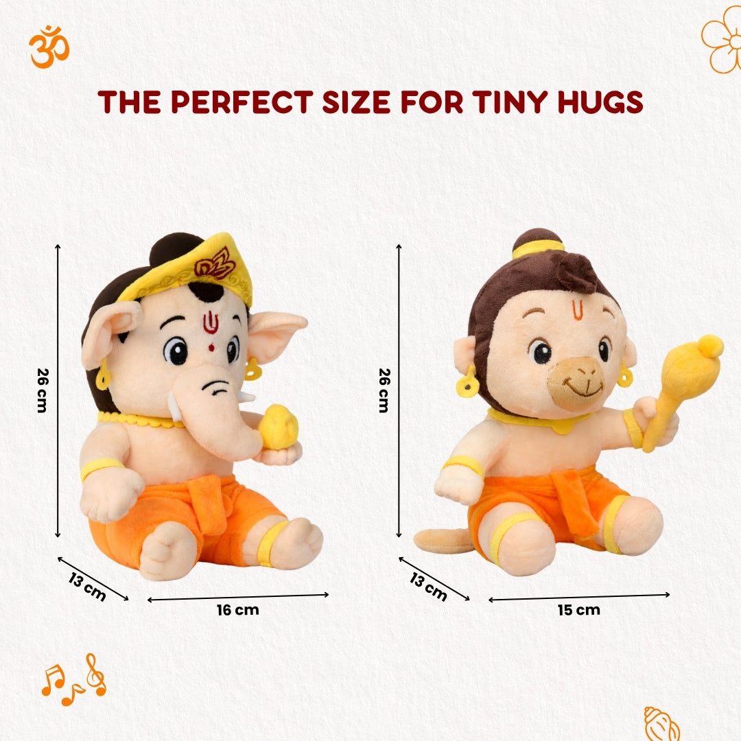 ClapCuddles™ Ganesha & Hanuman Mantra Chanting Plush Combo