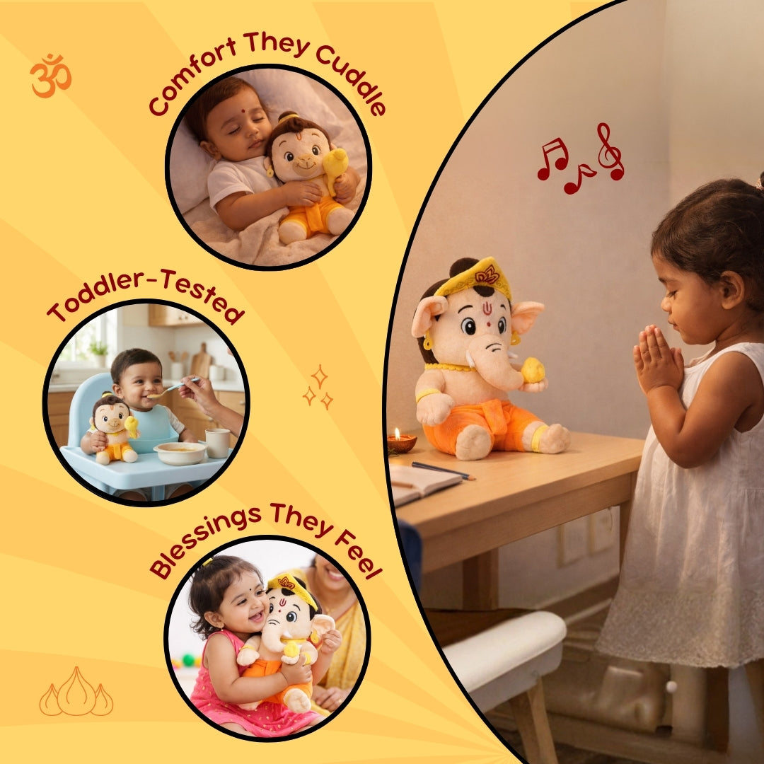 ClapCuddles™ Ganesha & Hanuman Mantra Chanting Plush Combo