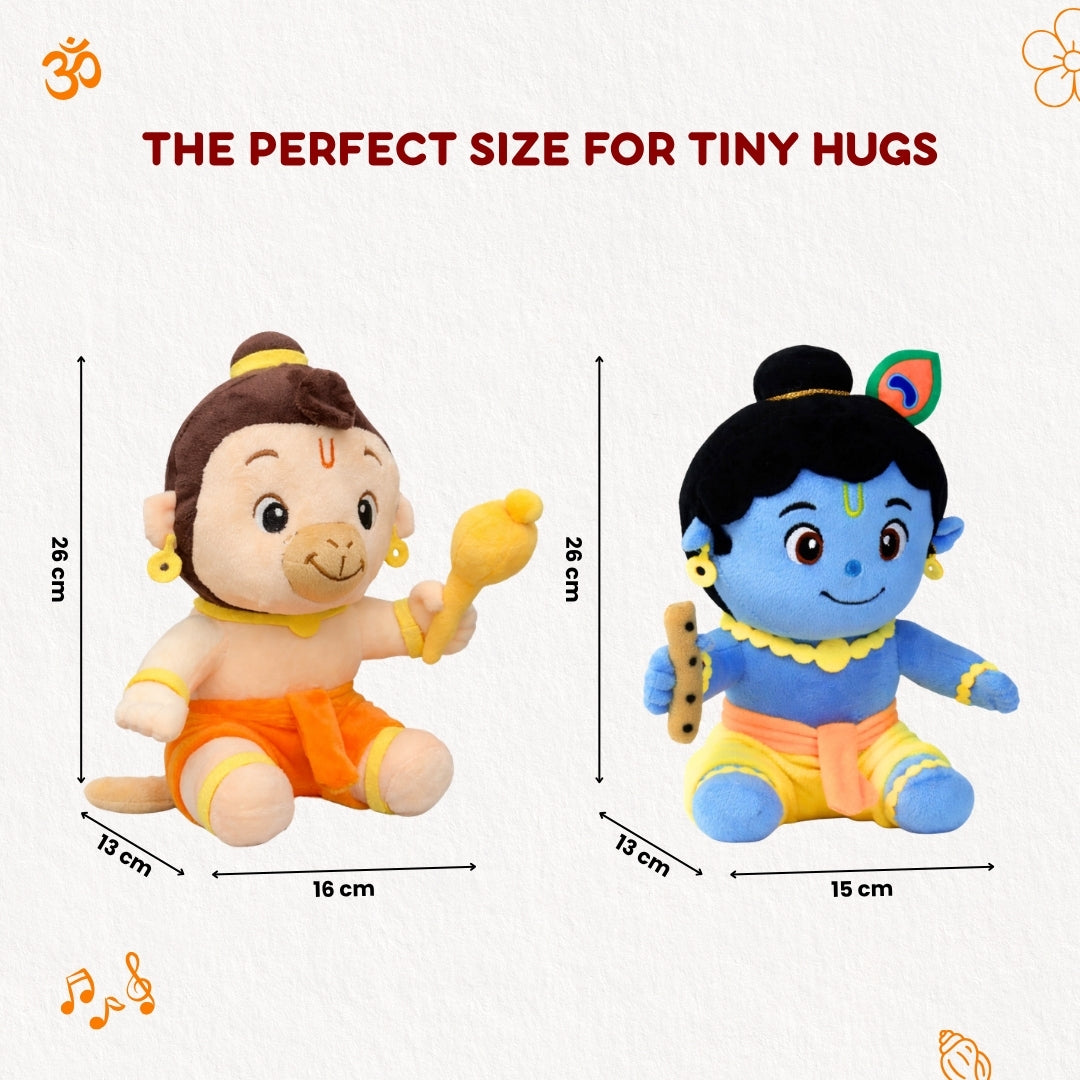 ClapCuddles™ Krishna & Hanuman Mantra Chanting Plush Combo