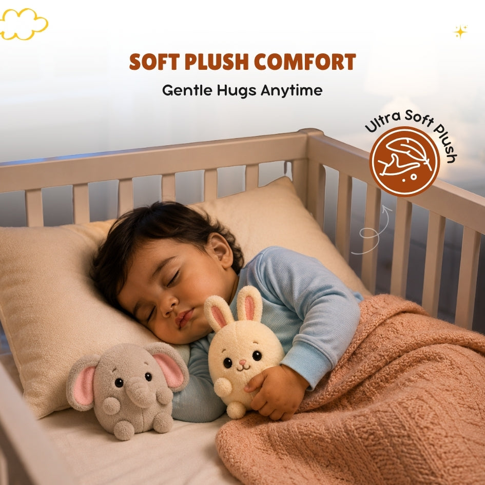 Bunny & Elephant Rhymes Plush Toy Set™ - ClapCuddles™