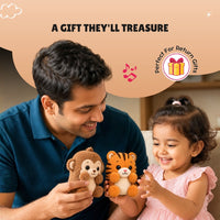 Tiger & Monkey Rhymes Plush Set | Interactive Animal Sounds Plush Toys – ClapCuddles™