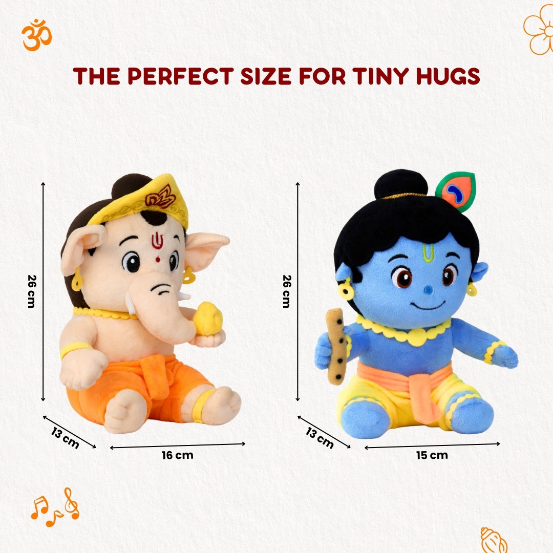 ClapCuddles™ Krishna & Ganesha Mantra Chanting Plush Combo