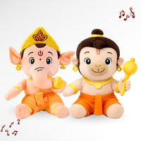 ClapCuddles™ Ganesha & Hanuman Mantra Chanting Plush Combo