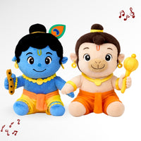 ClapCuddles™ Krishna & Hanuman Mantra Chanting Plush Combo