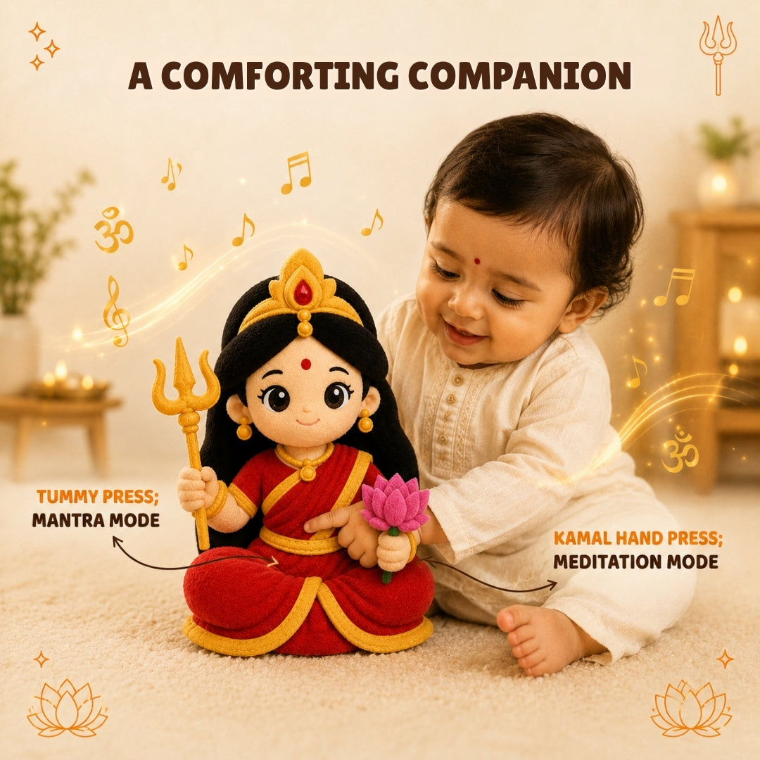 ClapCuddles™ Durga Devi Mantra Chanting Plush Toy | Interactive Devotional Soft Toy