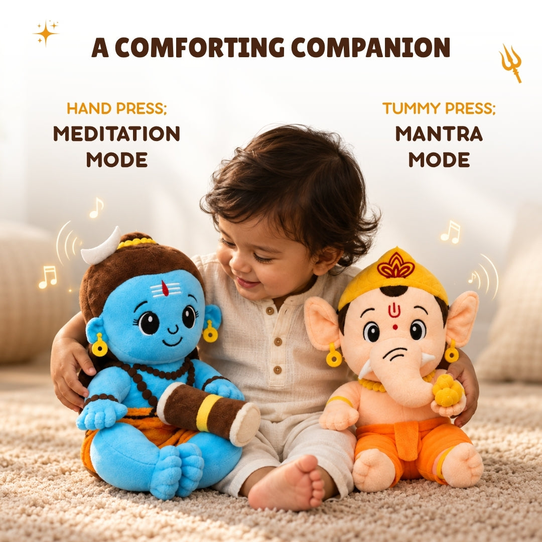 ClapCuddles™ Shiva & Ganesha Mantra Chanting Plush Combo