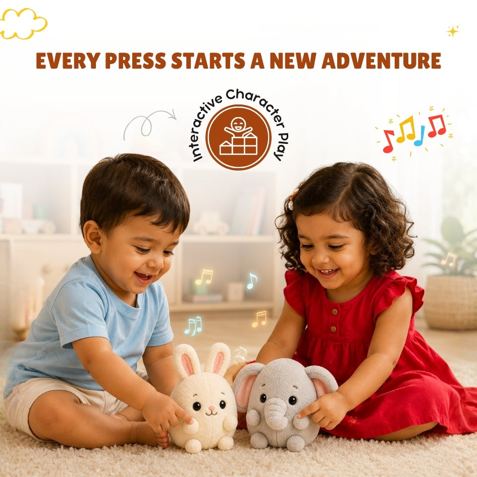 Bunny & Elephant Rhymes Plush Toy Set™ - ClapCuddles™