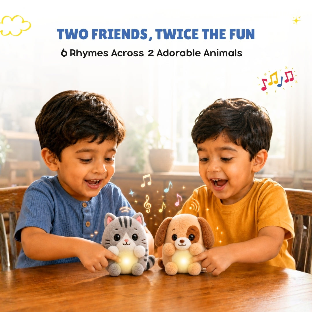 Kitty & Puppy Rhymes Plush Set | Interactive Animal Sounds Plush Toys – ClapCuddles™