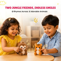 Tiger & Monkey Rhymes Plush Set | Interactive Animal Sounds Plush Toys – ClapCuddles™