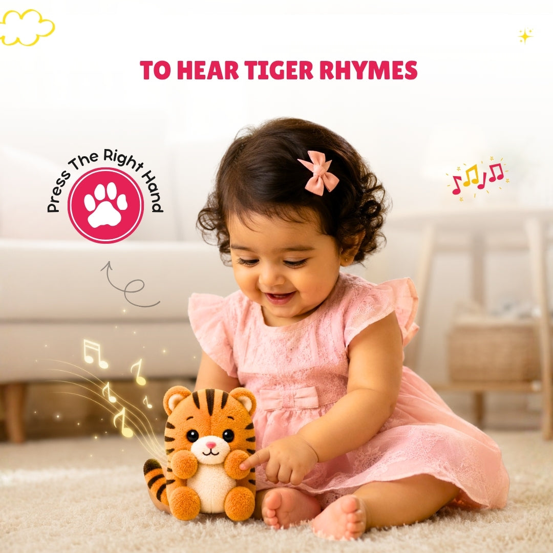 Tiger & Monkey Rhymes Plush Set | Interactive Animal Sounds Plush Toys – ClapCuddles™