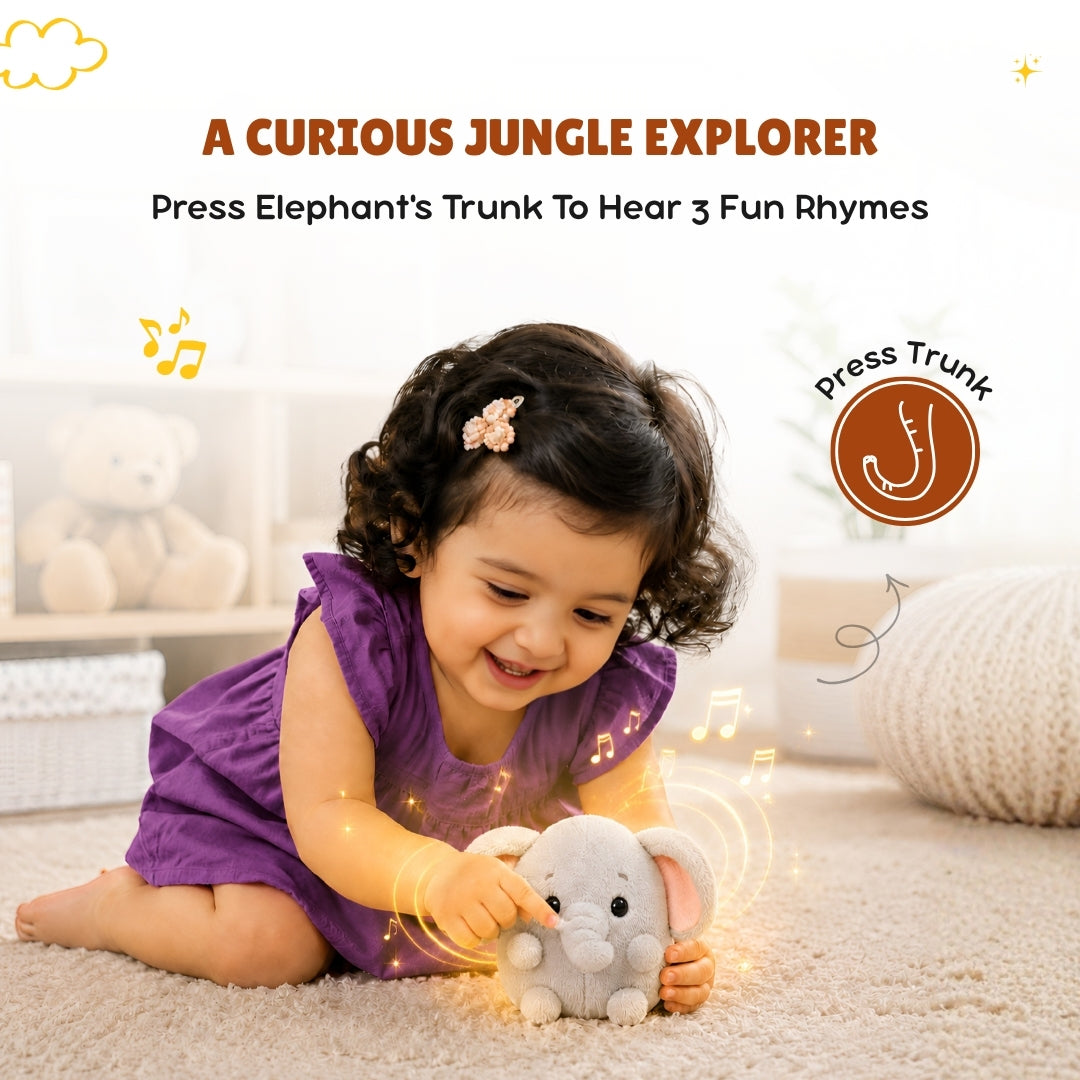 Bunny & Elephant Rhymes Plush Toy Set™ - ClapCuddles™