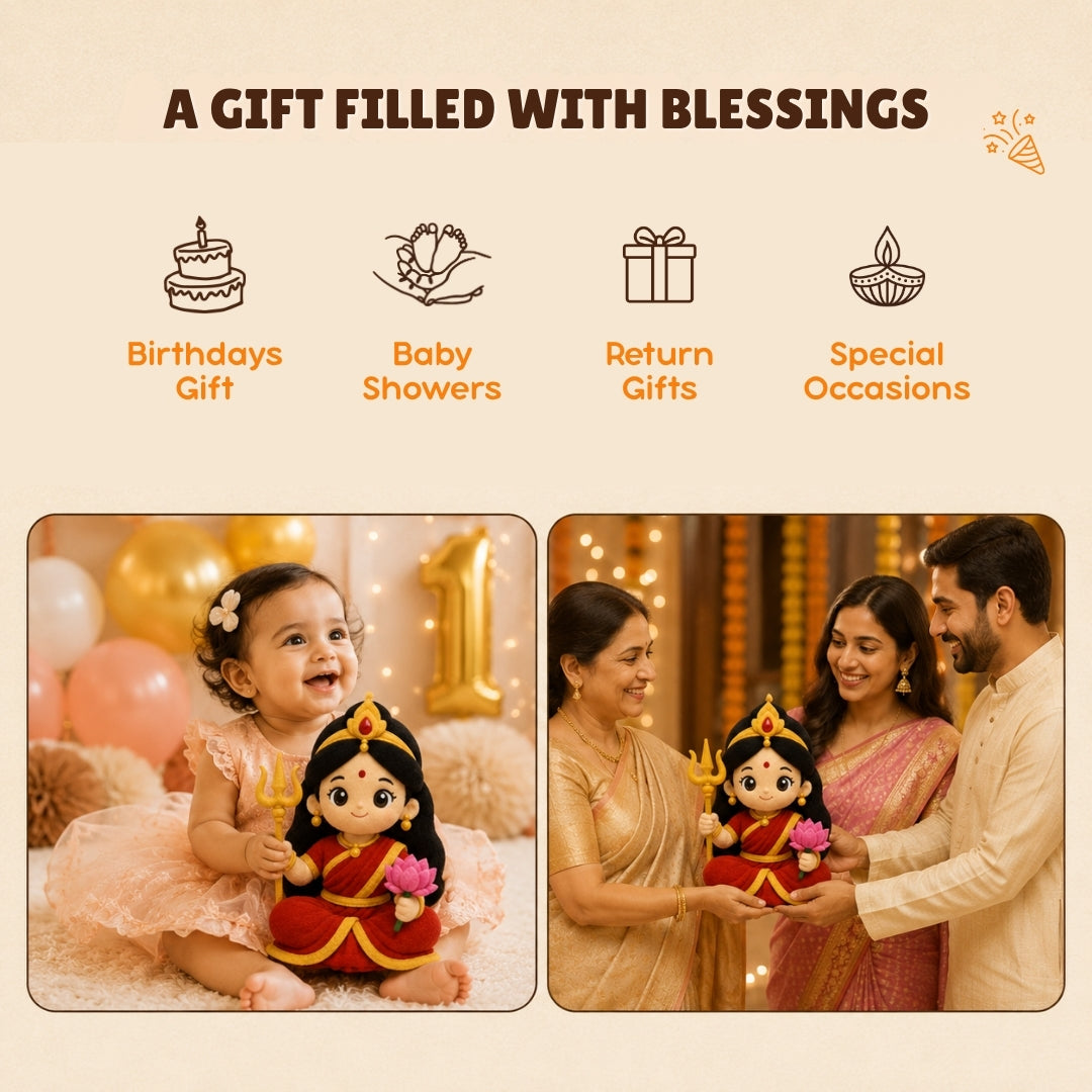ClapCuddles™ Durga Devi Mantra Chanting Plush Toy | Interactive Devotional Soft Toy