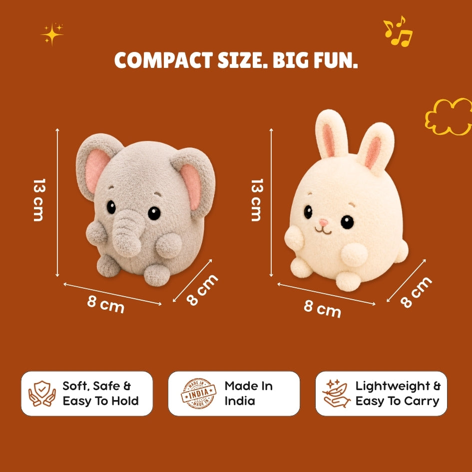 Bunny & Elephant Rhymes Plush Toy Set™ - ClapCuddles™