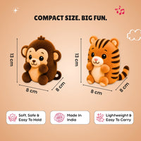 Tiger & Monkey Rhymes Plush Set | Interactive Animal Sounds Plush Toys – ClapCuddles™